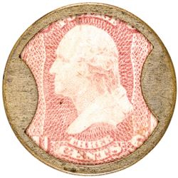 Encased Postage Stamp, 3¢, Rare JOHN GAULT with RIBBED FRAME Less Than 5 Known!