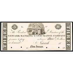 Newark Banking + Insurance Co, Newark, NJ. $3 Proof on Card PCGS Gem New-66 PPQ