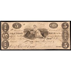 Obsolete Currency, Union Bank, New York, $5 PCGS graded Fine-12