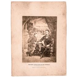 1865 Rare Gardner Albumen Photograph of President Lincoln and His Son Thaddeus
