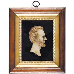 1860s Civil War Era Abraham Lincoln Superb Wax Profile Bust Presentation