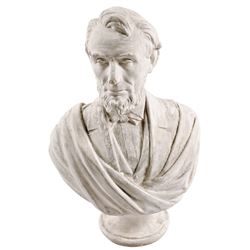 1865 Large Portrait Bust of Abraham Lincoln, Integral Pedestal, by D. Morgan