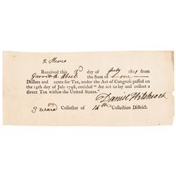 1798 Federal Direct Tax Document Completed Amount of One Dollar for 2 Slaves!