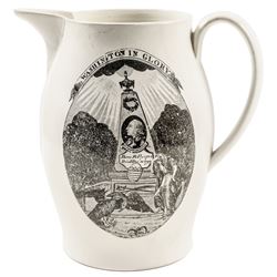 c. 1800 Historical Liverpool Creamware Memorial Pitcher Washington in Glory