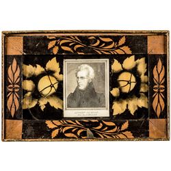 c. 1829 Andrew Jackson Portrait Inauguration Hand-Painted Design Tribute Box