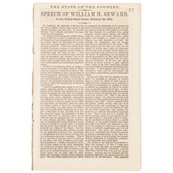 1860 US Senate Imprint: State of the Country. Speech by William H. Seward