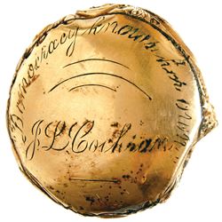 Gold Gilt Cane Top: Democracy Knows Her Own - J. L. Cochran, Tenn. Master Mason