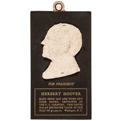 c. 1928 President Herbert Hoover Macerated Currency Original Presentation Card