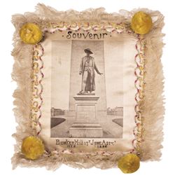 1886-Dated, Rare Battle Of Bunker Hill Souvenir Silk Embroidered Pillow