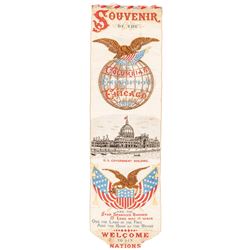 1893 Set of Three Souvenir Ribbons from the Worlds Columbian Exposition Chicago