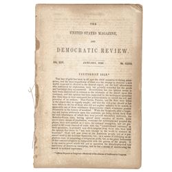 January, 1849 California Gold Reported In The United States Magazine To Congress