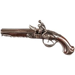 c. 1750 Scarce French Double Barrel Flintlock Pistol With Possible American Use
