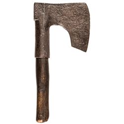 c. 1700s Hand Forged Iron Fighting Axe with its Original Wooden Handle!