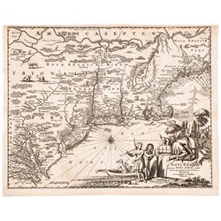 c. 1670 Map of North America NOVI BELGII, QUOD NUNC NOVI JORCK VOCATUR,...