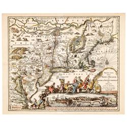 c 1730 Seutter Map: Recens Edita totius Novi Belgii, in America Septentrionali