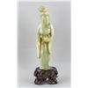 Image 1 : Chinese Green Jade Lady Statue with Wood Stand