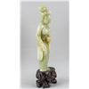 Image 3 : Chinese Green Jade Lady Statue with Wood Stand