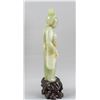 Image 4 : Chinese Green Jade Lady Statue with Wood Stand