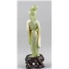 Image 5 : Chinese Green Jade Lady Statue with Wood Stand