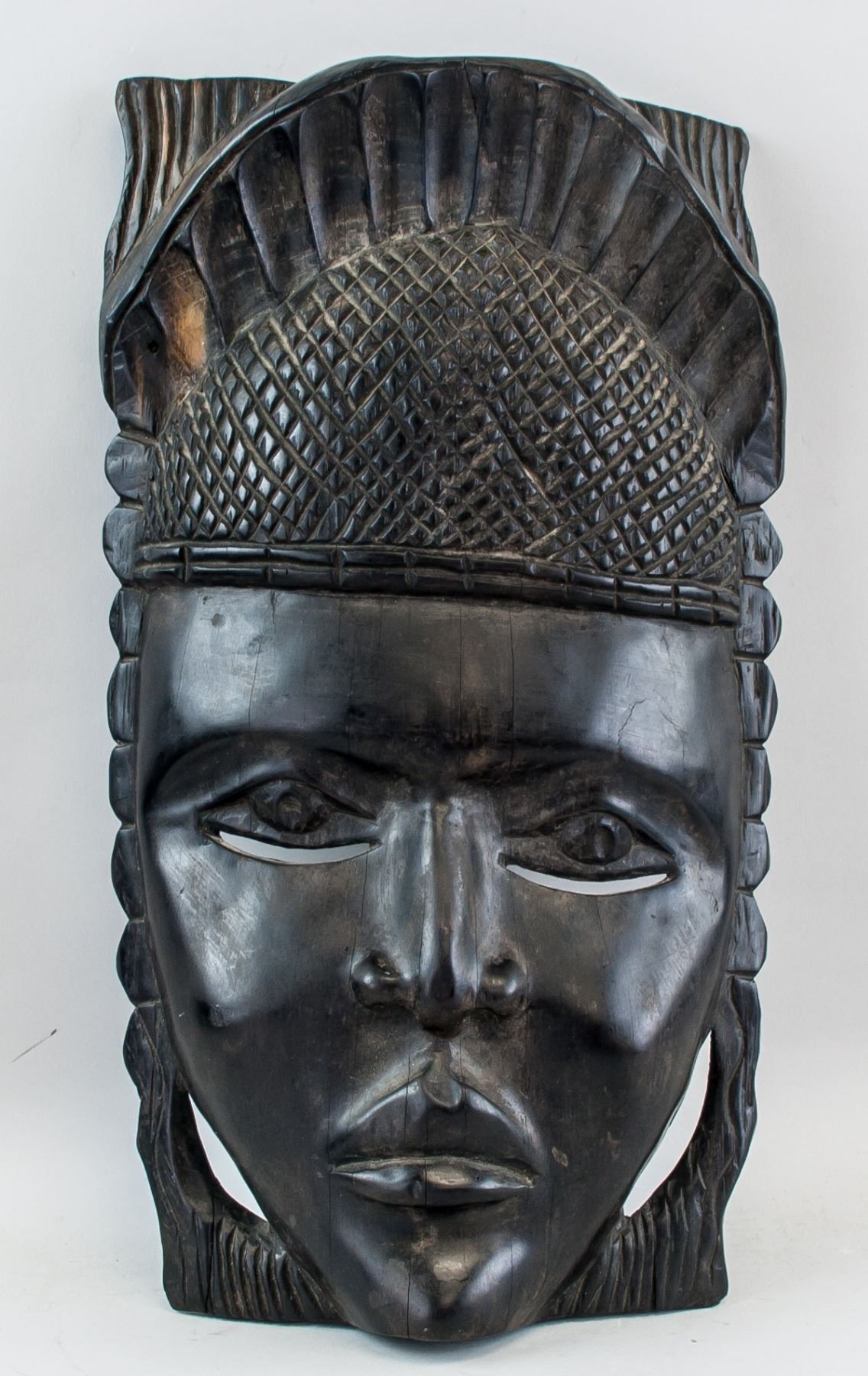 African Black Wood Carved Woman Mask