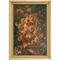 S ROSS (American, Early 20th Century) CLASSICAL STILL LIFE OF FLOWERS