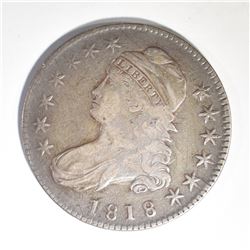 1818 BUST HALF DOLLAR, VF/XF