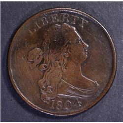 1804 DRAPED BUST HALF CENT, XF/AU