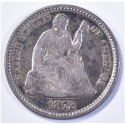 1872 SEATED HALF DIME, XF/AU