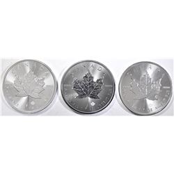3-BU 2019 CANADIAN SILVER MAPLE LEAF COINS