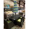 Image 1 : 8 PCS 40" X 71" CAST ALUMINUM OUTDOOR PATIO TABLE SET INCLUDING: 4 SOL WEAVE PLASTIC RATTAN SIDE