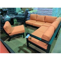 4 PCS CAST ALUMINUM OUTDOOR PATIO SECTIONAL SET WITH CUSHIONS