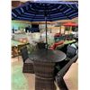 Image 1 : 6 PCS 54" ROUND CAST ALUMINUM OUTDOOR PATIO TABLE SET INCLUDING: 4 SOL WEAVE PLASTIC RATTAN SIDE