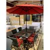 Image 1 : 8 PCS KETTLER 63" X 39" CAST ALUMINUM MESH TOP OUTDOOR PATIO TABLE SET INCLUDING: 6 PLASTIC RATTAN
