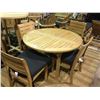 Image 1 : 5 PCS 48" ROUND SOLID TEAK OUTDOOR PATIO TABLE SET INCLUDING: 4 TEAK SIDE CHAIRS WITH CUSHIONS
