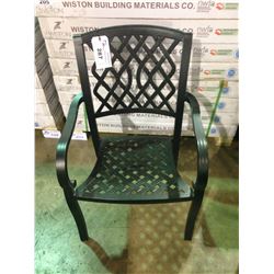 BLACK CAST ALUMINUM OUTDOOR PATIO ARM CHAIR