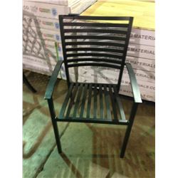 BLACK CAST ALUMINUM OUTDOOR PATIO ARM CHAIR