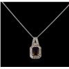 Image 1 : 2.75 ctw Ametrine and Diamond Pendant With Chain - 14KT White Gold