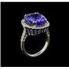 Image 4 : 10.35 ctw Tanzanite and Diamond Ring - 14KT White Gold