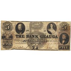 1854 $5 The Bank of Geuga, Painesville, OH Obsolete Bank Note