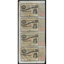 Uncut Sheet of (4) State of Louisiana Baby Bond Obsolete Notes