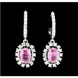 2.60 ctw Sapphire and Diamond Earrings - 14KT White Gold
