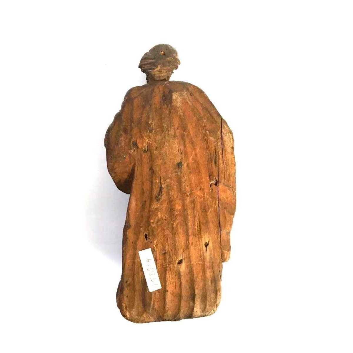 Antique Wooden Religious Saint Carving Artifact