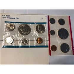 1977 P D US Mint Set in Original Packages has the 2 Eisenhower Dollars