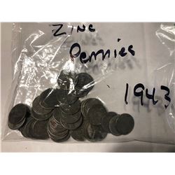 Bag of 38 Total 1943 WWII Steel Pennies Assorted Mints and Grades