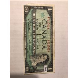Nice 1967 Canada OTTAWA 1 Dollar Note Serial 7217618