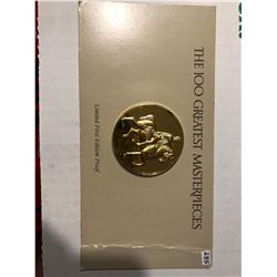 24k Gold on Sterling Silver Proof 68.4 grams or 2.41 Ounces The 100 Greatest Masterpieces MARCUS AUR