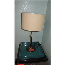 Lamp and Blue Wooden Tray 26" H