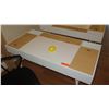Image 2 : Compact Two-Toned Desk w/Hideaway Compartments & Charging Ports. Includes Office Chair 47.5"L x 23.5