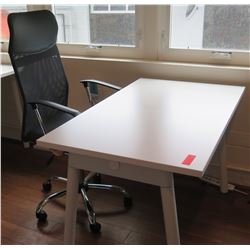 White Compact Desk w/ Office Chair 47"L x 27"W x 29"H