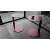 Image 1 : Pair of Circular"Burnt Orange" Side Tables (one discolored, faded areas), 16" Dia, 21.5"H